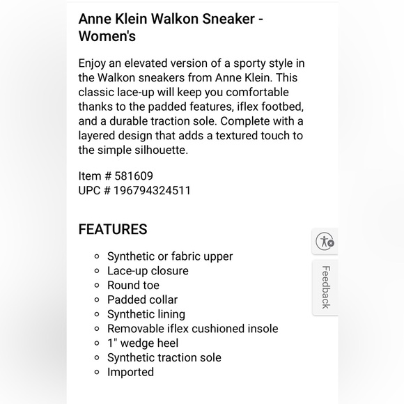 Anne Klein Walkon White and Gold Women’s Sneakers 7.5M - Picture 6 of 16